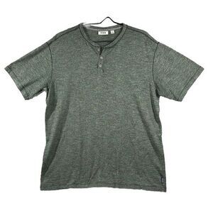 ROWM Collarless Henley‎ Short Sleeve T Shirt Tee Mens Size Large Green